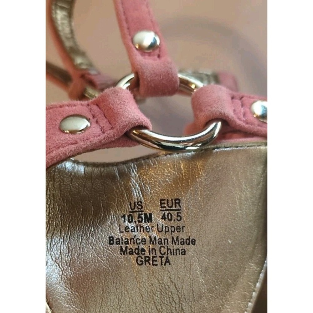 Sam Edelman Greta 10.5 Leather Gigi Adjustable T-Strap Sandals Pink Suede Flat - Picture 10 of 10